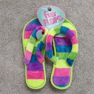 NEW Fur Flops House Slippers Soft Flat Flip Flops